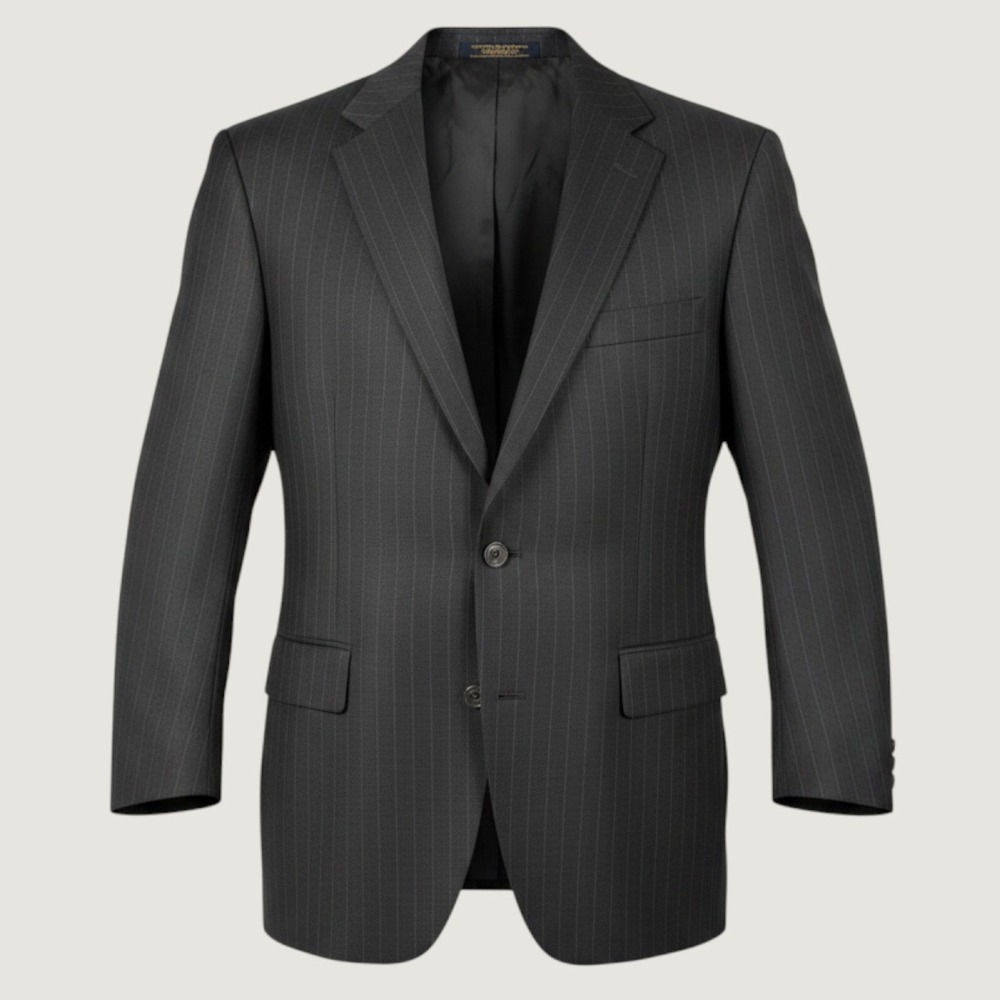 Brooks Brothers Pinstripe Blazer Mens 44R Charcoal Grey‎ Two Button Suit Jacket